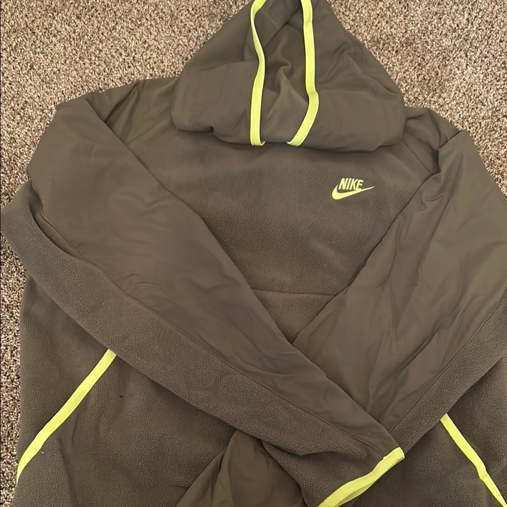 Nike olive green Hoodie with Neon Accents